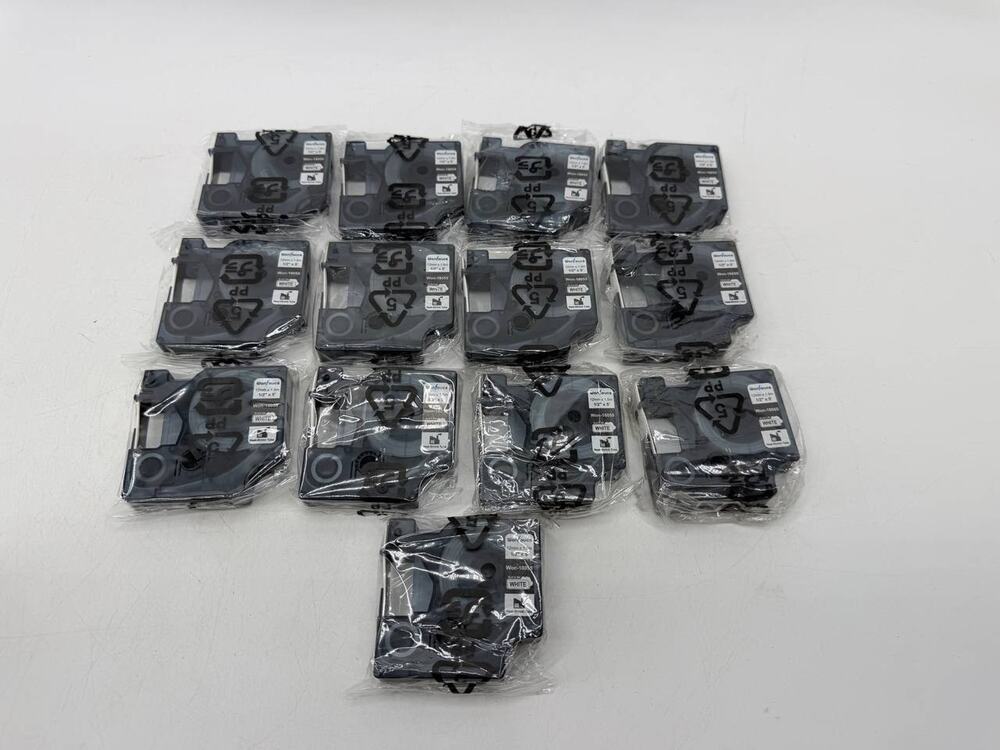 Wonfoucs Won-18055 Label Tape 12mm x 1.5m Black on White Set of 13 New
